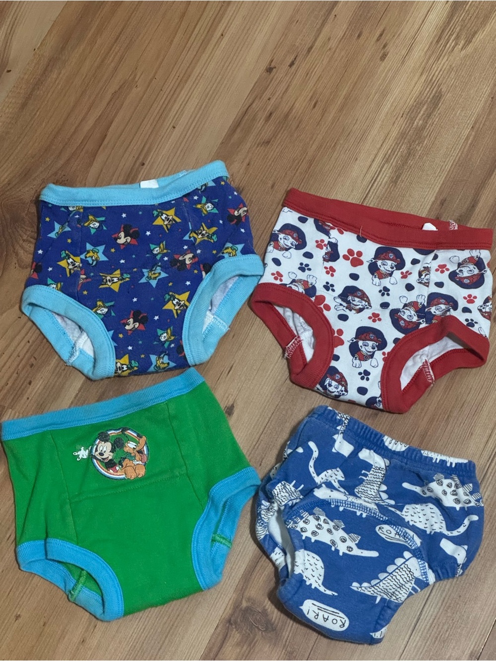 Disney Kids Padded Training Underwear 4-Pack - Blue, Green, Red, Navy